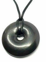 Shungite Necklace Pendant Large Donut 4.5cm Torus Vortex Strong EMF Gems... - $30.90
