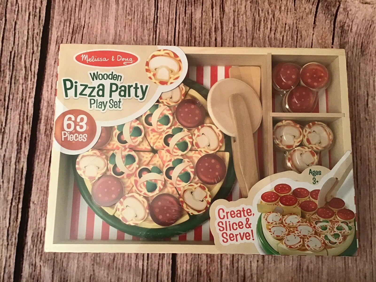 melissa & doug wooden pizza set