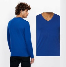Armani Exhange Long-Sleeve Pure Pima Slim Fit Jersey V- Neck, Blue, M - $36.74