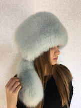 Arctic Fox Fur Collar 50' & Full Fur Hat Mint Color Fur Set Three Fur Tails Boa image 4