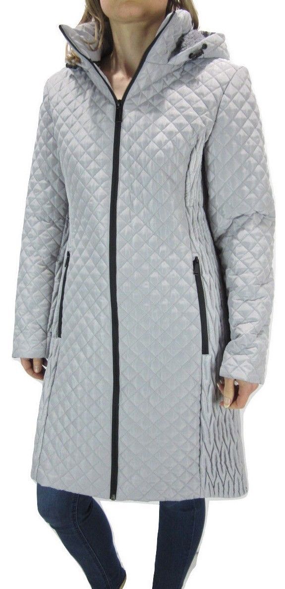 BCBGeneration Women's Quilted Hooded 3/4 Length Coat w/ Cozy Hood