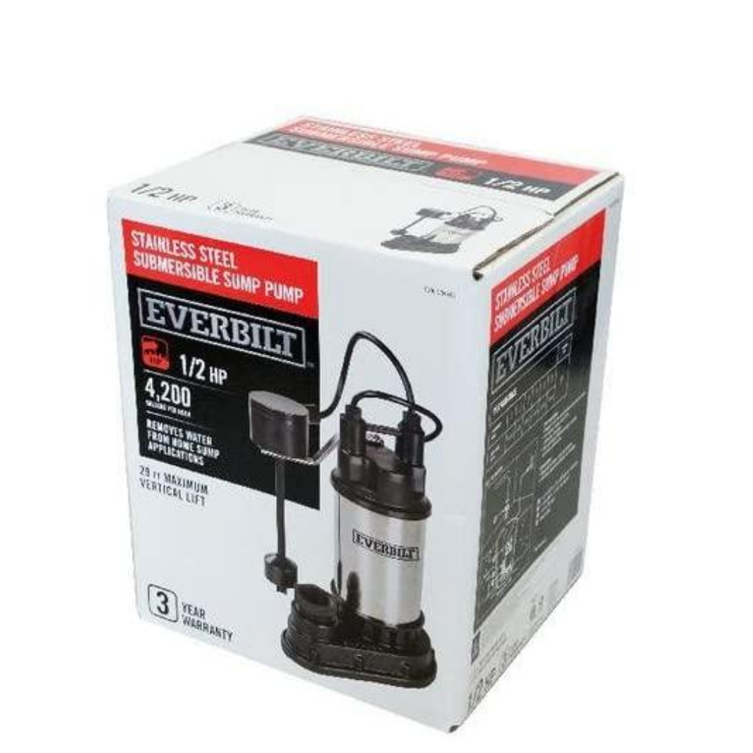 Everbilt SP05002VD 1/2 HP Submersible Sump Pump 1000 026 682 Stainless
