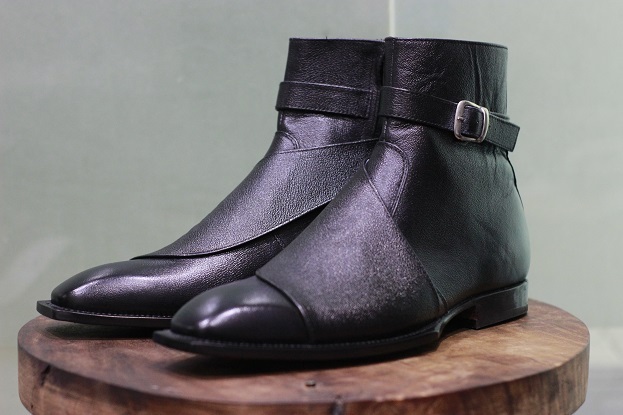 Men's New Handmade Black Leather Stylish Jodhpur strap Ankle High Buckle Boots