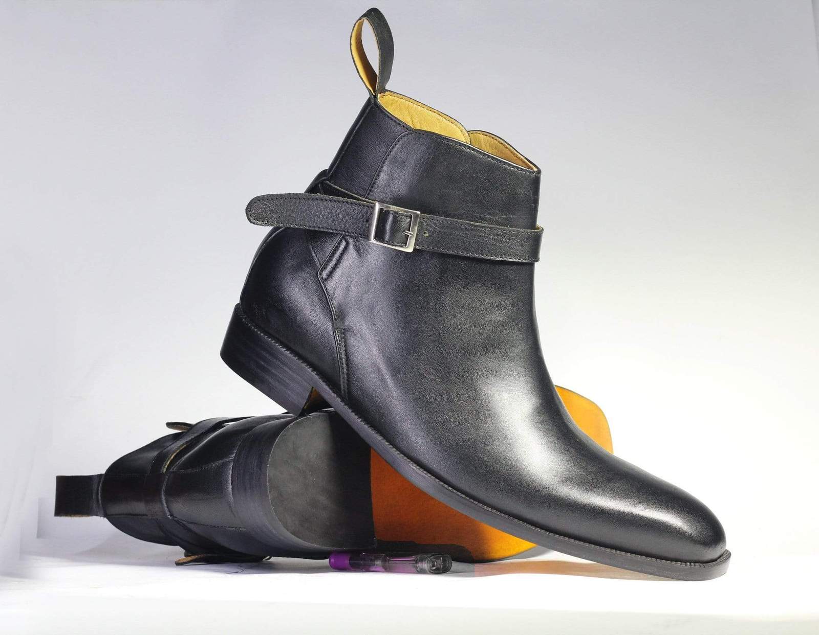 Bespoke Black Jodhpurs Leather Ankle Boots For Men's Boots