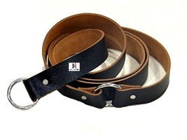 NauticalMart Leather Belt Medieval Knight Black Ring Belt Medieval Costume