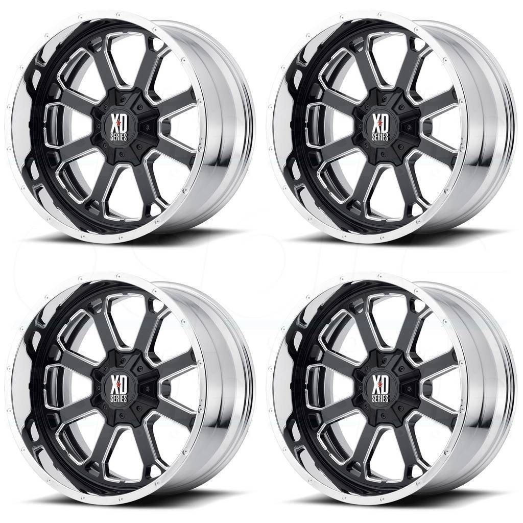 22x10 XD XD202 Buck 25 6x135/6x5.5 -18 Black Chrome Lip Wheels Rims Set ...