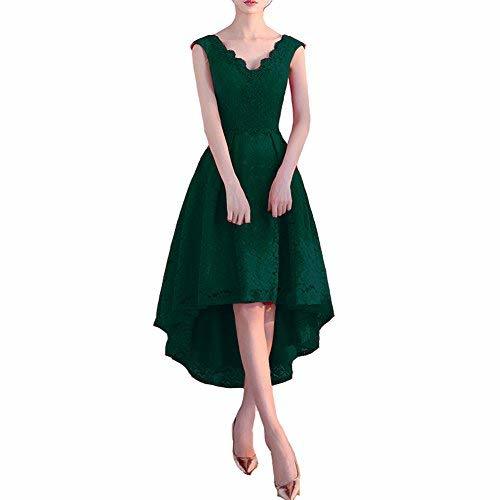 Lemai Plus Size Beaded V Neck High Low Prom Homecoming Dress Emerald Green US 20