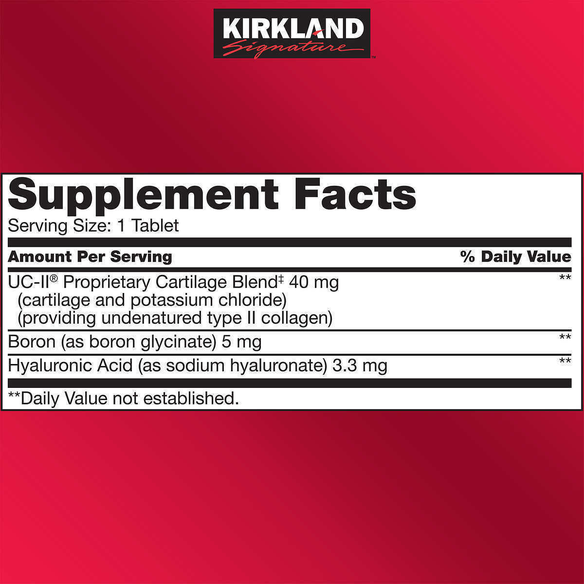 Kirkland Signature Triple Action Joint Health, 110 Coated Tablets Vitamins & Minerals