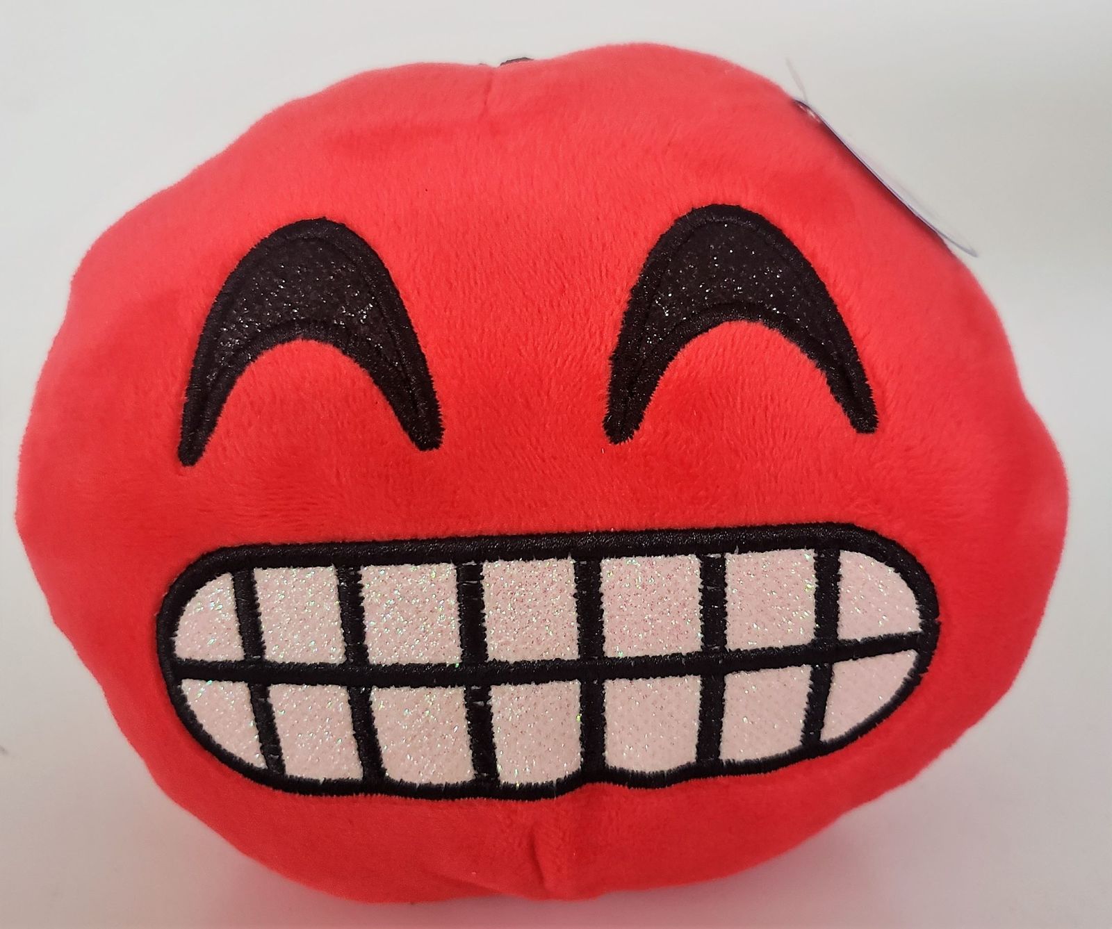 Nanco Smiley Face Plush Emoji Teeth 6 Inch Red Stuffed Animals