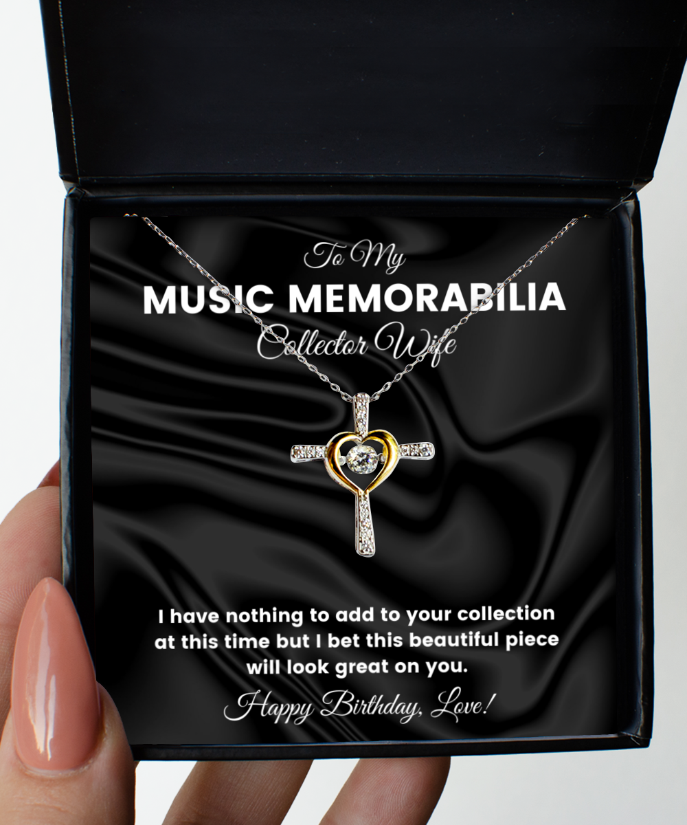 Music Memorabilia Collector Wife Necklace Birthday Gifts - Cross Pendant