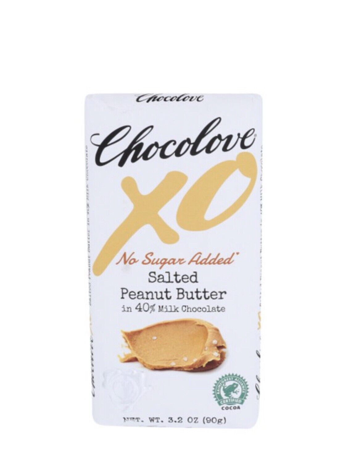 Chocolove XO Salted Peanut Butter Style Bar - No Sugar Added 3 oz . Pack of 4