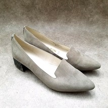 Anne Klein Womens Kalonie  Sz 7 M Gray Slip On loafer 2" Block Heels Pumps - $29.99