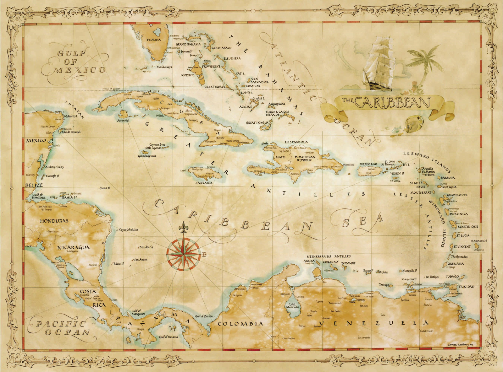 Show full-size image of Antique Style Vintage Old World Treasure Pirate Map of the ...