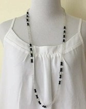 Vintage Art Deco Beaded Strand Necklace 1930&#39;s Black And Clear dark acad... - $34.64