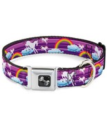 Unicorns &amp; Rainbows with Stripes Purple Dog Collar - $25.97