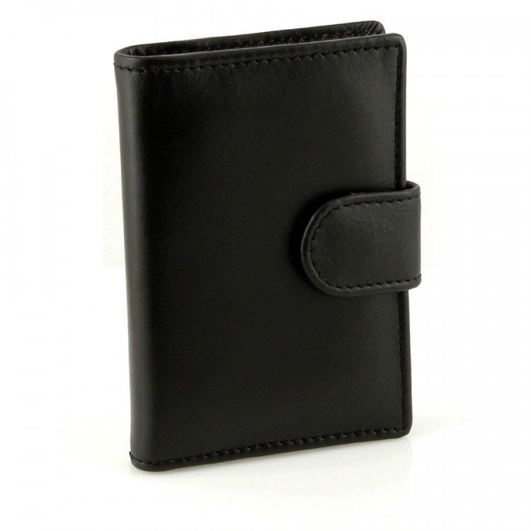 Black Genuine Leather Business Cards Credit ID Holder Plastic Insert Wallet - ID & Document Holders