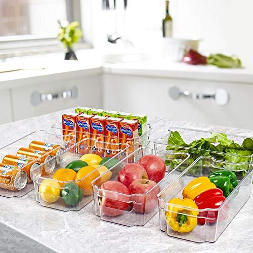 HOOJO Refrigerator Organizer Bins 8pcs Clear Plastic Bins For Fridge