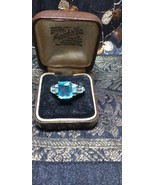 Vintage 1980-s  800 Silver  Blue Aquamarine and Zircon Ring  Size US 8, ... - $74.25