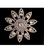 Large rhinestone starburst pin - Big stunning flower brooch - 1950s esta... - $125.00