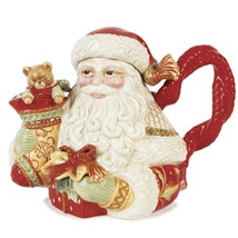 Fitz and Floyd Bountiful Holiday Santa Teapot RARE! - $113.85