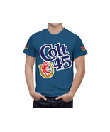 Colt 45  Beer Logo Blue Short Sleeve  T-Shirt Gift New Fashion  - $31.99