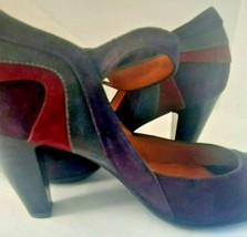 Sofft Size 9 M Women's Suede Leather Platform Pumps Purple Green Red Patch/S - $68.41