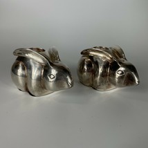 2 Pottery Barn Silver-Plated Rabbit/Bunny Taper Candlestick Holders - $29.99