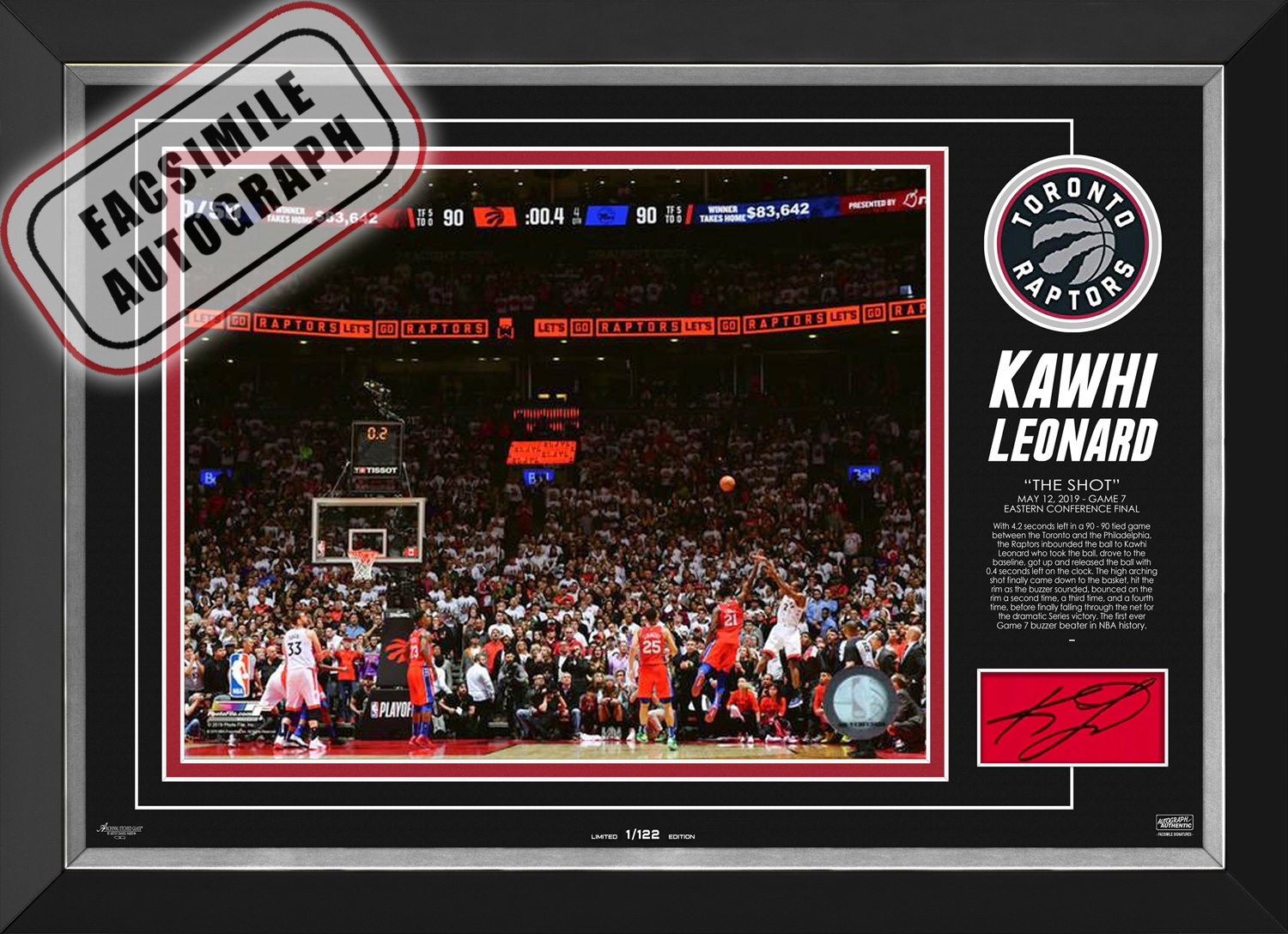 Kawhi Leonard Toronto Raptors "The Shot" Ltd Ed 1/122 ...