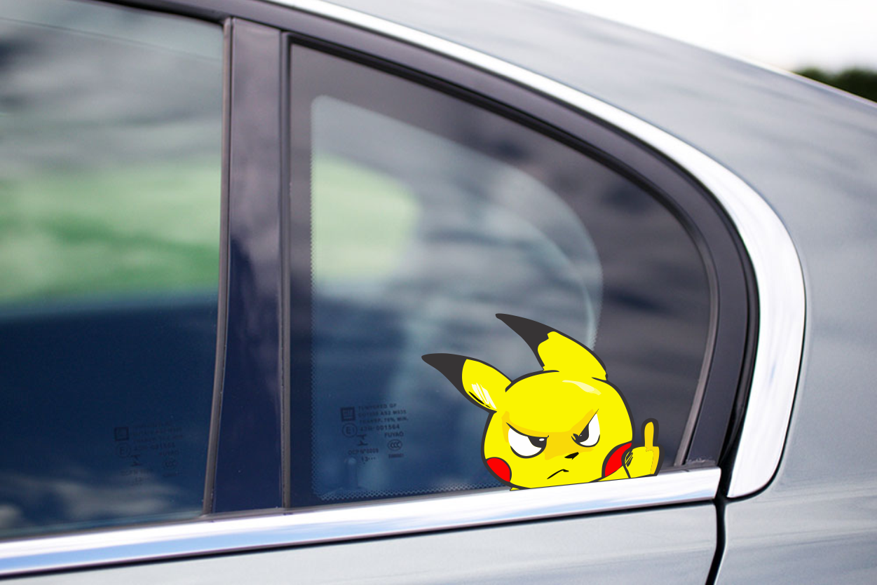 Pikachu Finger Meme Peeking Window Vinyl Decal Anime Pokemon Go Sticker funny