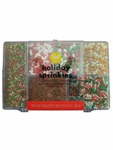 Christmas 6 Sprinkles Tackle Box Wilton Pearl Balls, Candy Canes, Ornaments - $10.88
