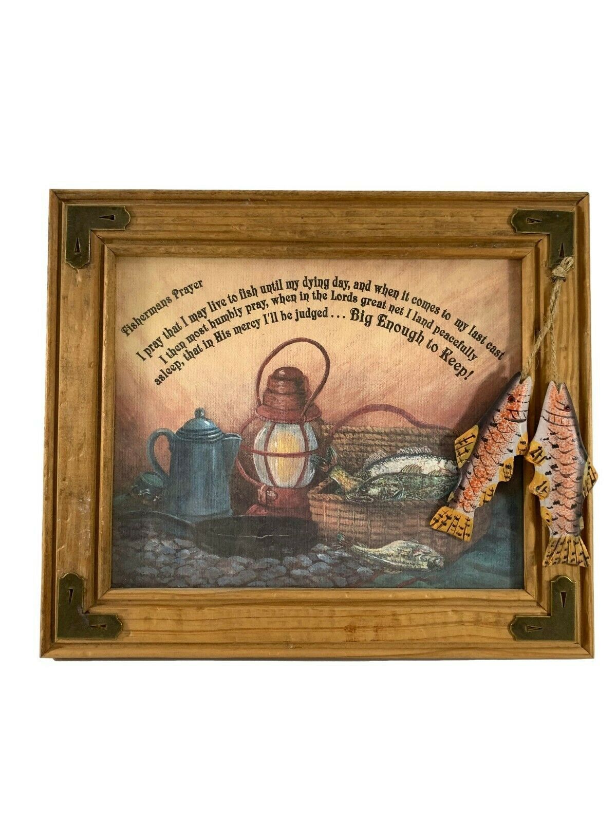 Primary image for Fishermans Prayer Wood Framed 3D Fish Rustic Wall Hanging Man Cave 12.5X10.5"