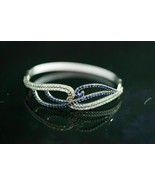 4Ct Round Cut Blue Sapphire &amp; Diamond Cluster Bangle For Her 925 Sterlin... - $169.99