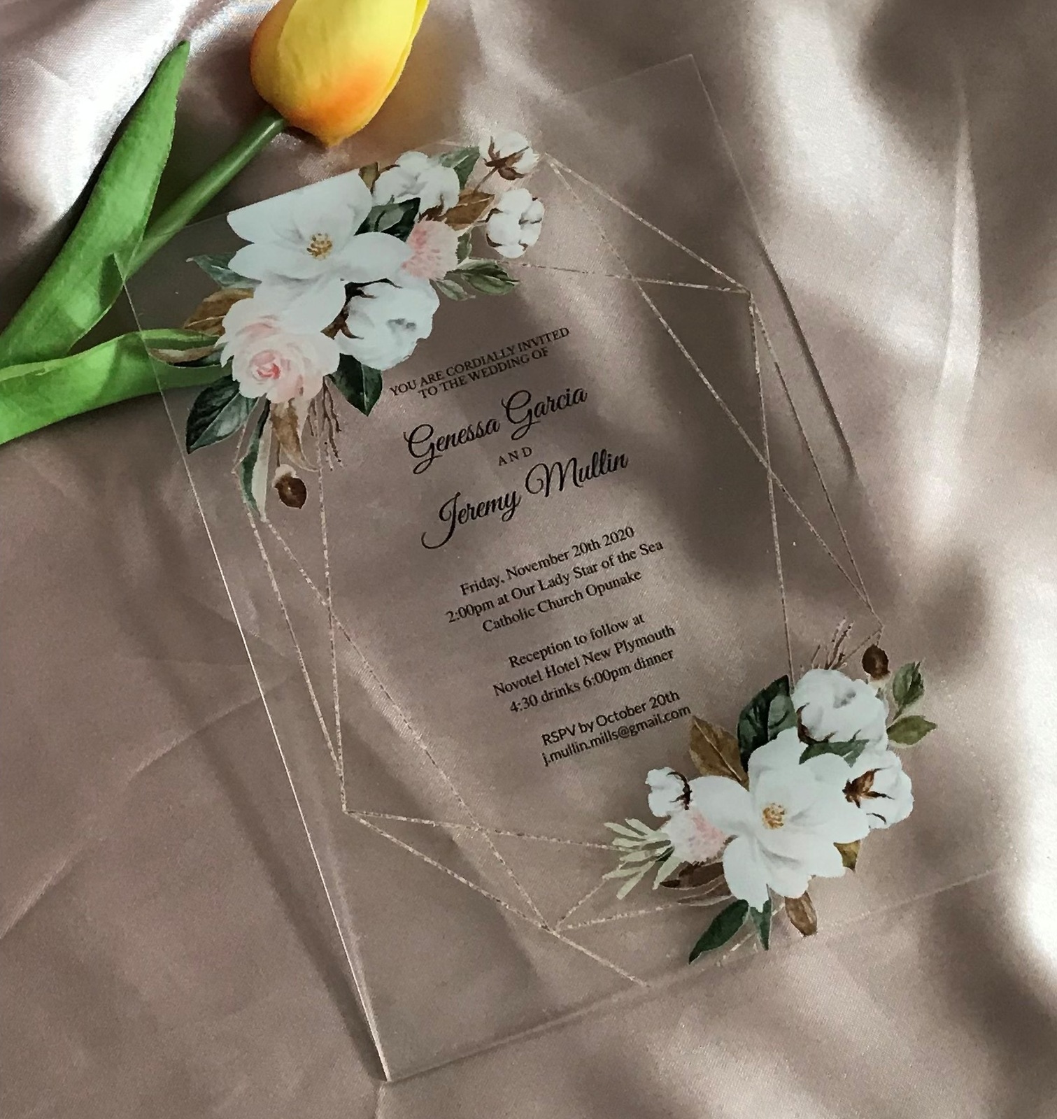 Rose Flowers Acrylic Wedding Invitation,Custom 10pcs Acrylic Birthday Invitation