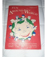 Vintage 1955 Book &quot;FUN AROUND THE WORLD&quot; Kids Craft Book by Seahorse Press - $8.59