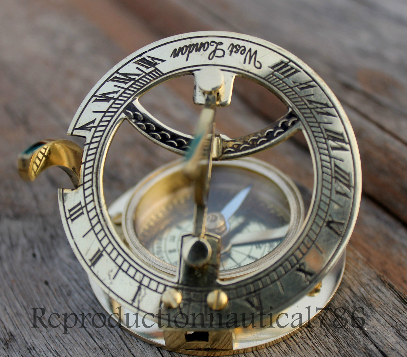COLLECTIBLE LOT OF 3 BRASS PUSH BUTTON VINTAGE MARITIME SUNDIAL POCKET COMPASS