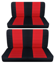 Front and Rear bench car seat covers fits Chevy Bel Air 1955-1962  black and red - $130.54