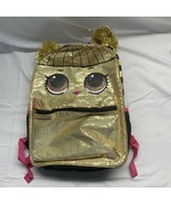 L.O.L. Queen Bee With Pom Hair 16 Inch Gold Sequin Backpack Used Damaged - $9.90