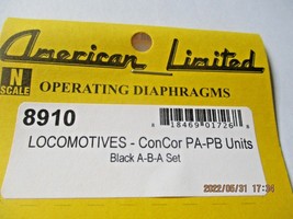 American Limited # 8910 Operating Diaphragms Black Con Cor PA-PB Locos N-Scale image 1