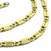 18K YELLOW WHITE GOLD CHAIN 5mm ALTERNATE GOURMETTE CUBAN BURB SQUARE LINK 20" image 2