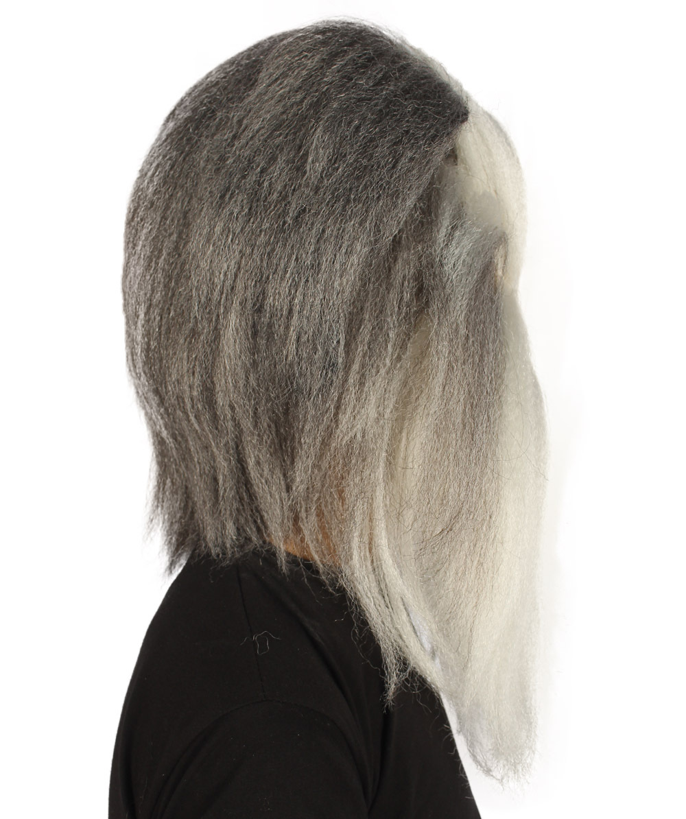 Furry Dog Collection | Men's White and Grey Straight Long Furry Dog Wig ...