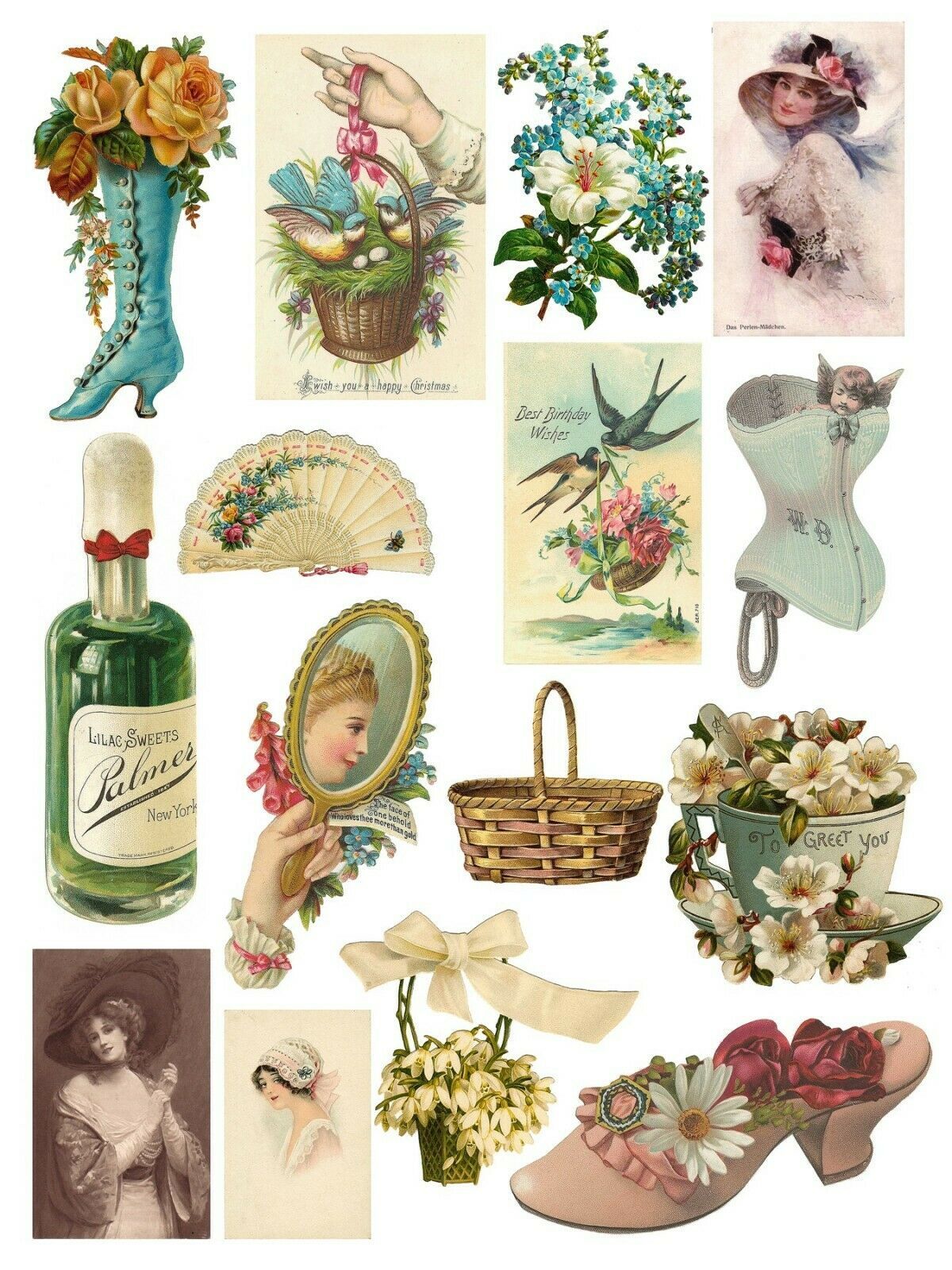 4081.Victorian Women's beauty products, flowers, perfumes.POSTER.Wall art decor - $13.86 - $49.50