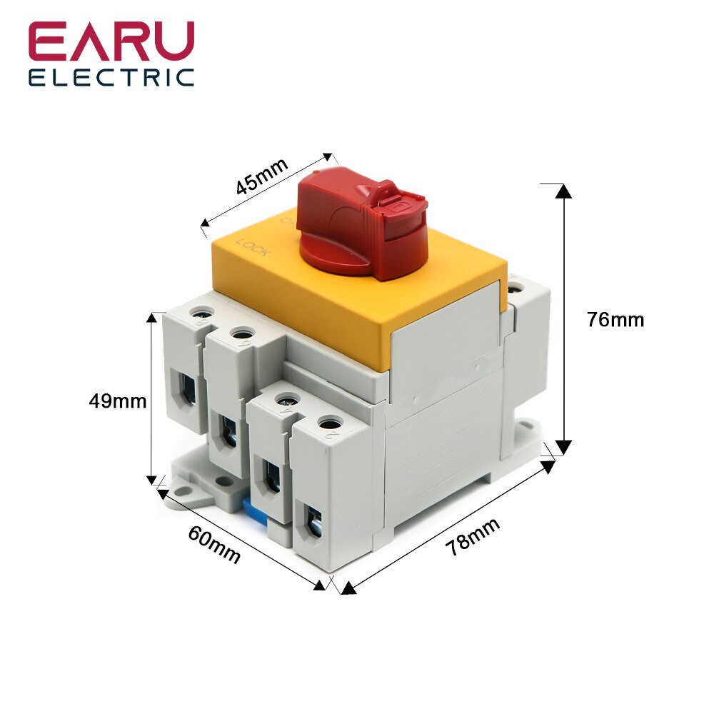 4P PV DC 1000V 32A Din Rail Solar Rotating Handle Isolator Rotary ...