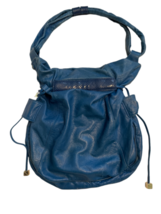 See by Chloe Blue Leather Drawstring Shoulder Bag Purse Handbag image 6