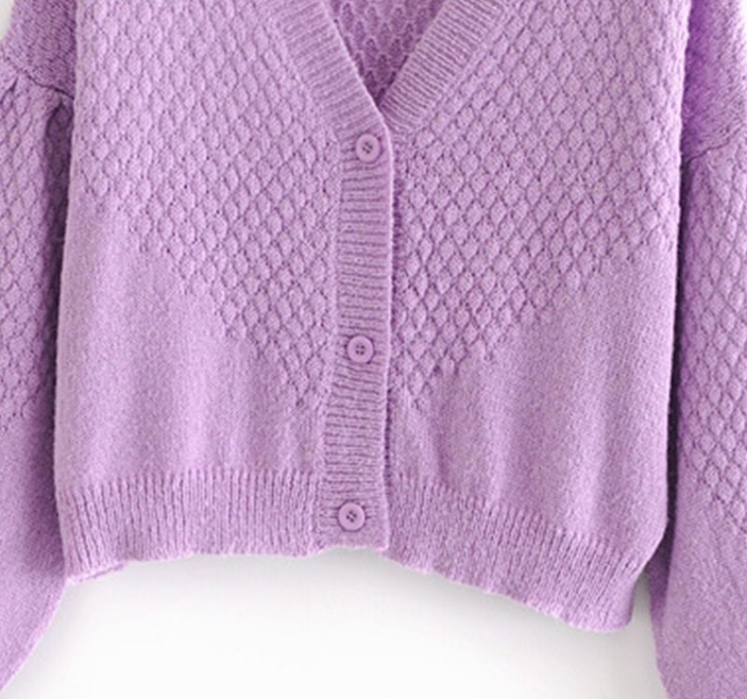 New lilac V neck button down knitted cardigan lavender knit women ...