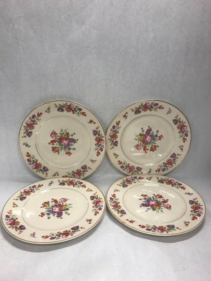 4 pc. 10 inch plate Sharon Pattern Old Ivory Syracuse China Flowered ...