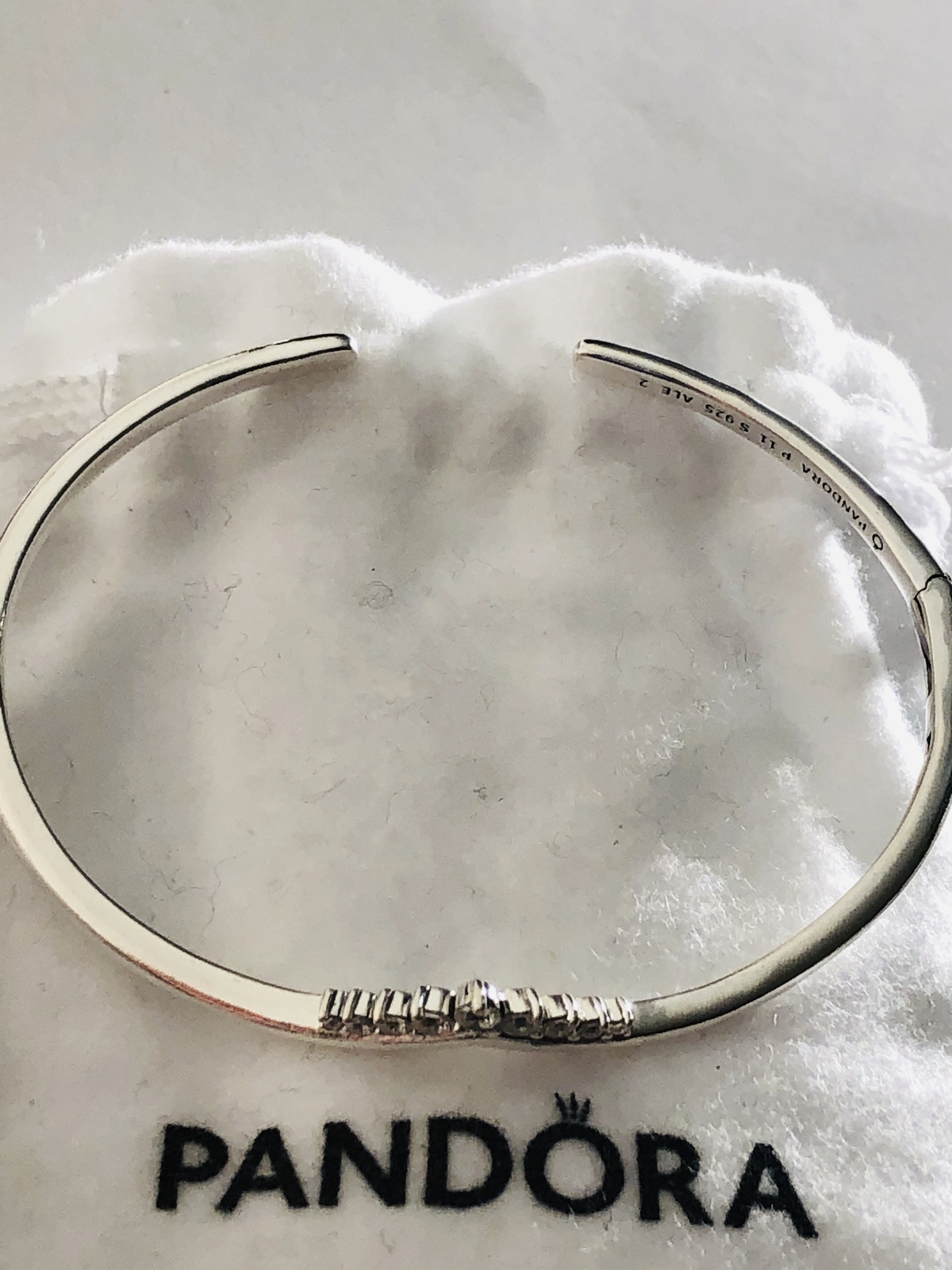 Genuine Pandora Sterling Silver 6.3” Tiara Wishbone Open Bangle ...