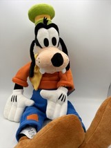 Disney Goofy Stuffed Plush 18" Toy Large Sitting Hat With Tag Clothes Blue Pants - $18.69