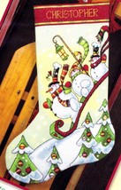 Dimensions Sledding Snowmen Snowman Christmas Cross Stitch Stocking Kit 08853 - $39.95