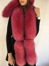 Fox Fur Collar 50' & Full Fur Hat Raspberry Pink Fur Set Three Fur Tails Boa  image 5