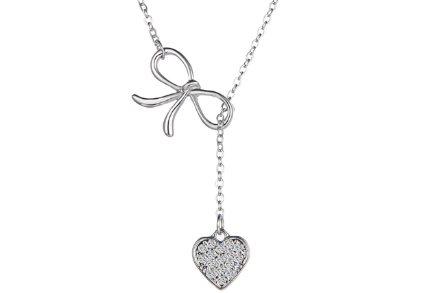 Swarovski Crystal Heart Necklace In Sterling Silver Overlay 24 Inch New